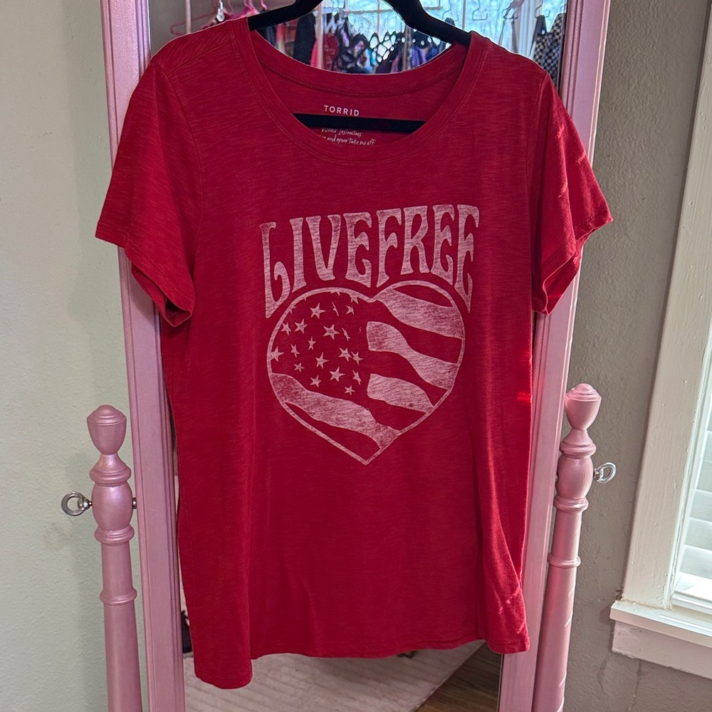 Torrid Red 'Live Free' Heart Graphic Tee